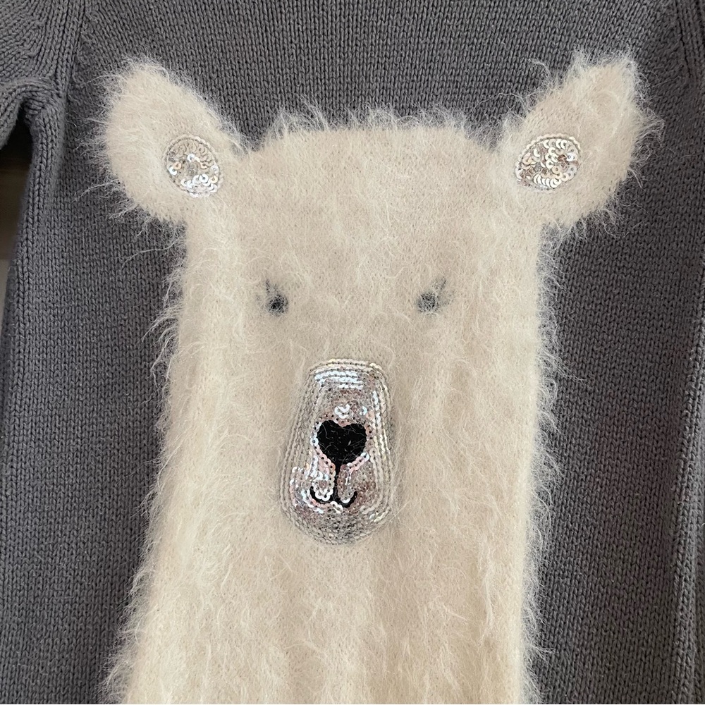 Girls Gymboree Grey & White Polar Bear Long Knit Sweater Dress - Picture 5 of 12